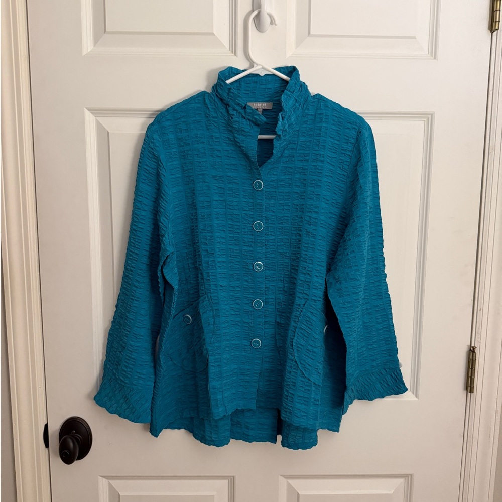 Teal Button-Up Women's Top